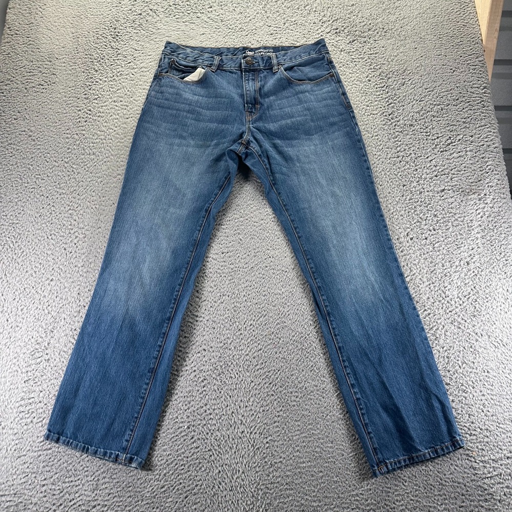 Gap Jeans Mens 33x30 Blue Cotton Denim Straight‎ Travel Workwear Faded Outdoor